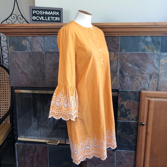 J. Crew Eyelet Bell Sleeve Button Down Dress - Picture 3 of 8